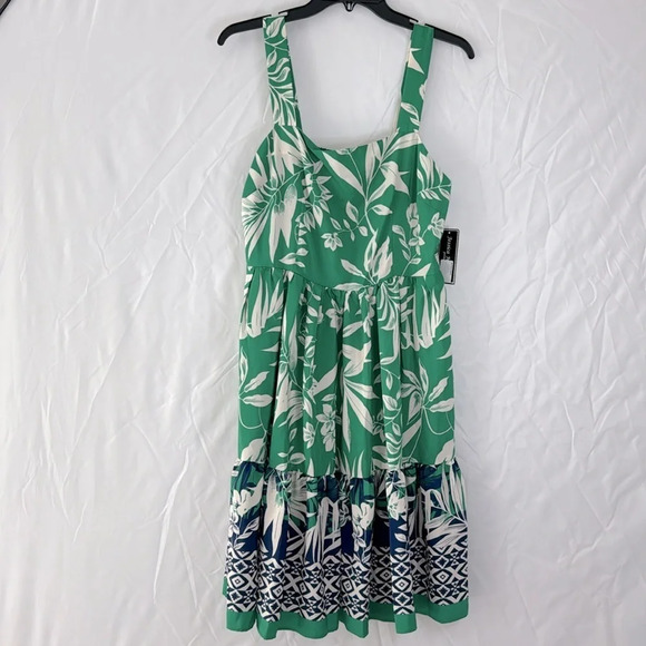 NWT Jessica Howard Smocked Tiered Square Neck Party Dress Pocket Blue Green 12P - Picture 4 of 6